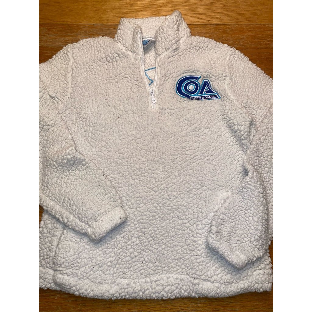 Coa Cheer & Dance Womens Fleece Pullover Jacket White Sherpa 1/4 Zip National Ch